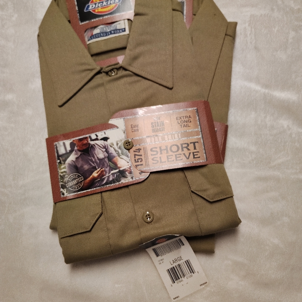 Dickies XLT Short Sleeve Vintage Work shirt Tan NWT